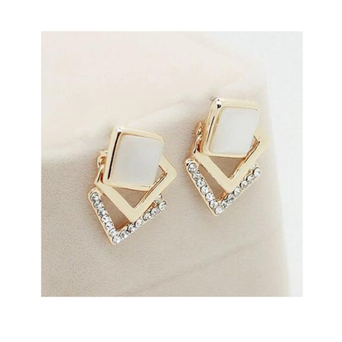 Grace Jun(TM)High Quality Square Shape Opal Rhinestone Clip on Earrings Without Piercing for Women Party Luxury Jewelry Ear Clip ► Photo 1/3