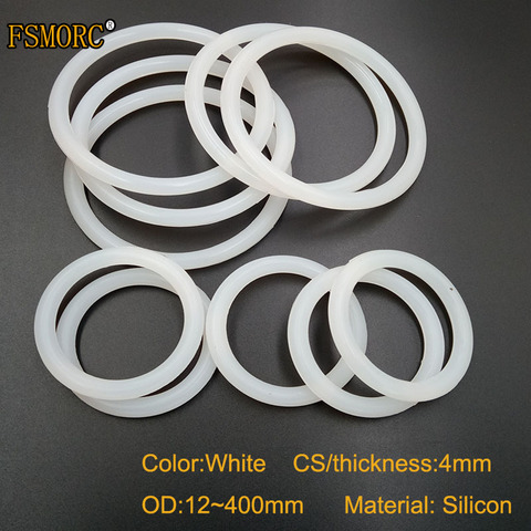 WHITE silicon o-rings OD12mm~400mm*4mm Thickness Food Grade Seals no poison Heat Resistance O Ring Seals Gaskets ► Photo 1/4