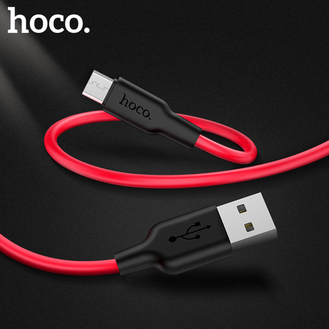 HOCO Silicone Micro USB Cable 2m 1m 5V2A Fast Charger USB Data Cable For Samsung Xiaomi Huawei Mobile Phone Cables  for Android ► Photo 1/6