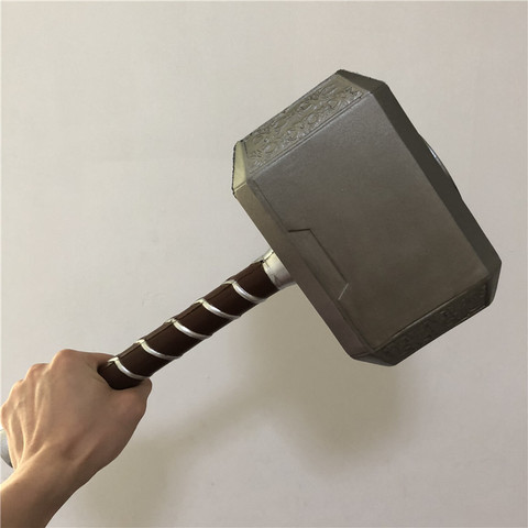 1:1 Thor Thunder Hammer Weapons Figure Model Thor Axe Storming Hammer Cosplay PU Material Kids Gift Safety Toy 44cm Movie Role ► Photo 1/6