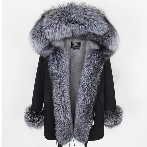 Maomaokong faux fur lined with cotton fur park natural fox fur collar warm casual fur jacket winter coat ► Photo 1/6