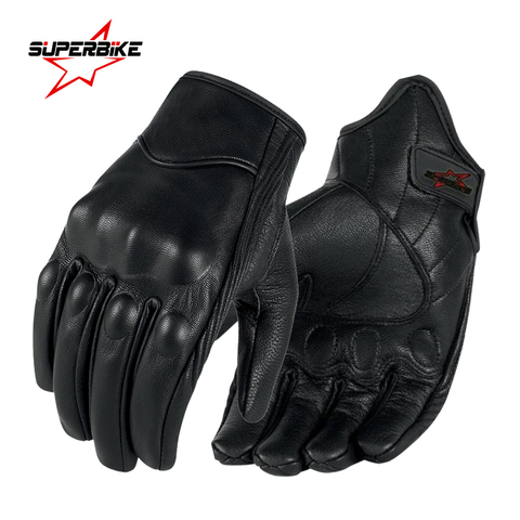 Motorcycle Gloves Leather Touch Screen Men Genuine Goatskin Cycling Glove Motorbike Racing Guantes De Moto Luvas De Motocicleta ► Photo 1/6