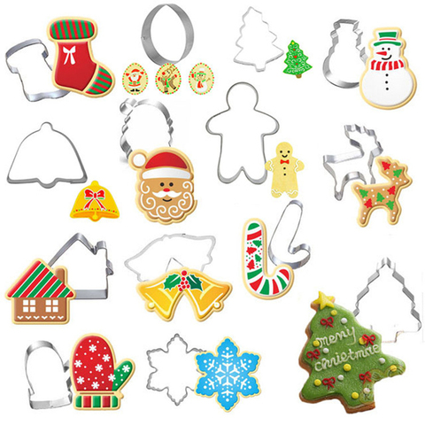 12 Style Christmas Cookie Cutters Moulds Stainless Steel Xmas Theme Biscuit Mold DIY Dessert Pastry Decoration Baking Tools ► Photo 1/6