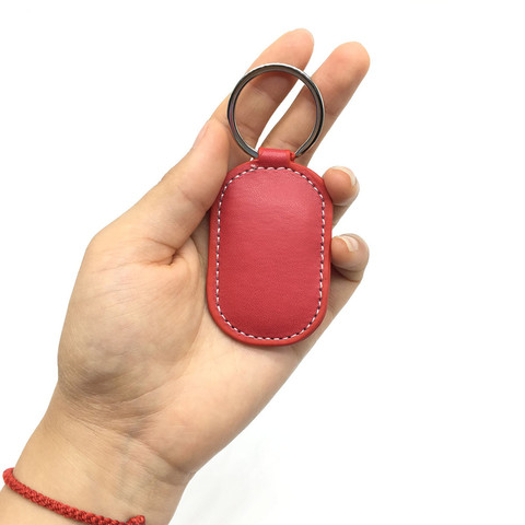 EM4305 T5577 Writable Red Leather Tag Copy Duplicate Clone 125khz Access Control RFID Card Key Tag Ring ► Photo 1/1