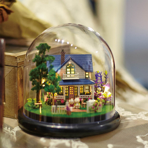 Miniature DIY Dollhouse Rotate Music Box Miniature Assemble Kits  DIY Dollhouse Doll House Casa Toys With Furnitures Doll Houses ► Photo 1/5