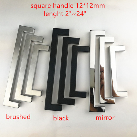 12*12mm Square Bar Stainless Steel brushed black mirror door handle  Kitchen Door Cabinet Handle Pull Knob 2