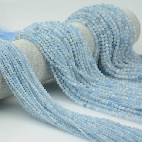 Natural Aquamarine Faceted Round Beads 2mm / 3mm / 4mm ► Photo 1/6
