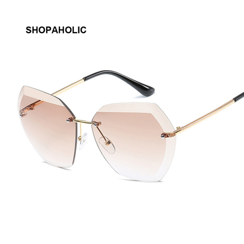2022 Vintage Sunglasses for Women Men Brand Rimless Rectangle Sun Glasses Female Retro Metal Frame Clear Lens Pink Shades ► Photo 1/6