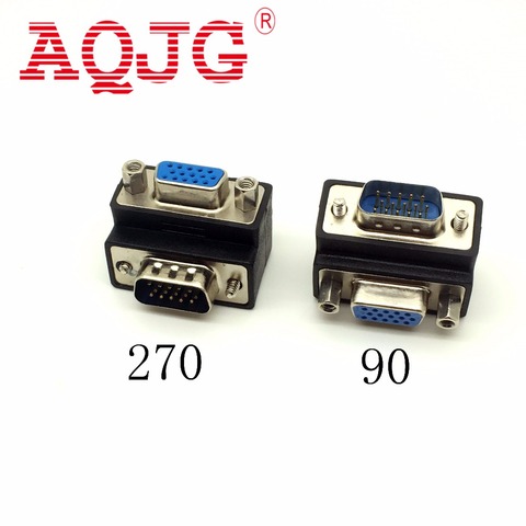 D-Sub 15pin VGA Male to Female Convertor Monitor DB15 VGA RGB HDB Extender 90 degree Connector 270 Degree AQJG ► Photo 1/1