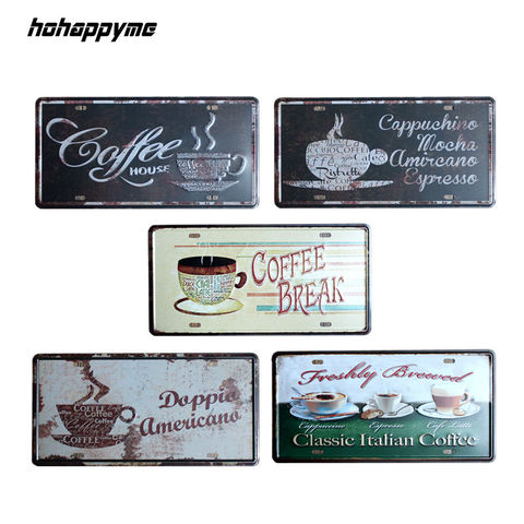 Cafe Metal Tin Sign Coffee Pub Club Gallery Poster Tips Vintage Plaque Wall Cafe Decor Plate 15*30CM ► Photo 1/6