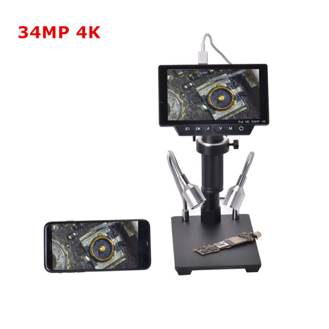 34MP 4K Soldering Microscopes Camera Industrial Maintenance Digital Display Electronic Microscope Magnifier 300X C-mount Lens ► Photo 1/6