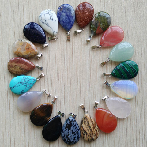 Wholesale 50pcs/lot 2022 trendy  hot sell natural stone water drop shape pendants  charms for Necklaces making Free shipping ► Photo 1/6