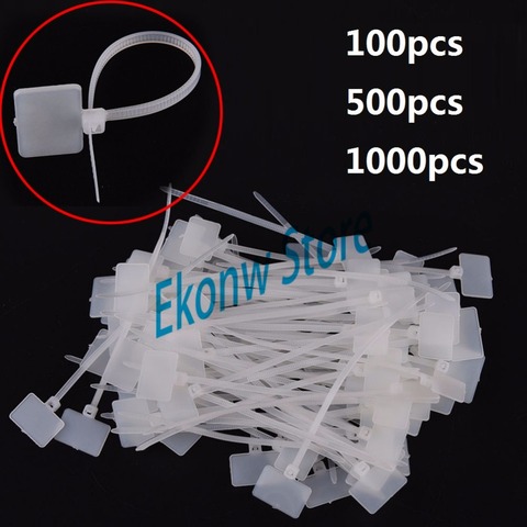 100pcs 500pcs 1000pcs White Plastic Nylon Mark Tags Label Sticker Cable Zip Ties 2.5mm x 100mm ► Photo 1/4