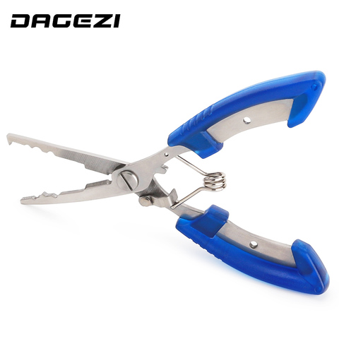 DAGEZI Stainless Steel Fishing Pliers with package Scissors Line Cutter Remove Hook Fishing Tackle Tool black/blue/orange ► Photo 1/6