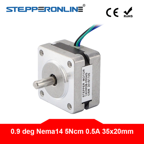 0.9deg Nema 14 Stepper Motor 4-lead 5Ncm(7.08oz.in) 0.5A 35x35x20mm for DIY CNC 3D Printer Extruder ► Photo 1/1