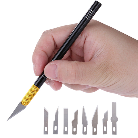 10pcs/lot Aluminium Alloy Handle Wood Carving Knife Chisel Carpenter Tools DIY Fruit Food Craft Scalpel Engraving Pen Knife ► Photo 1/6