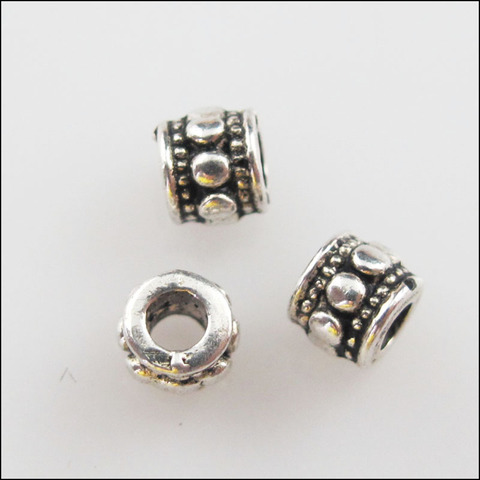 50Pcs Tibetan Silver Tone Tiny Round Tube Spacer Beads Charms 4mm ► Photo 1/4