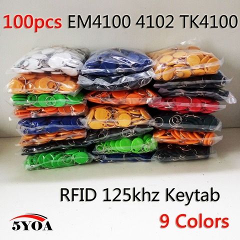 100pcs 5YOA EM4100 125khz ID Keyfob RFID Tag Tags Access Control Card Porta Chave Card Key Fob Token Ring Proximity Chip ► Photo 1/1