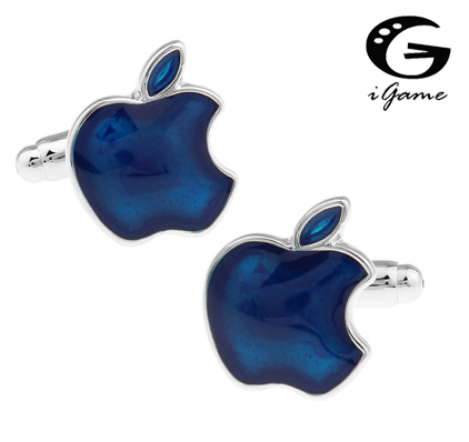 iGame Men Gift Apple Cufflinks Blue Color Copper Material Enamel Blue Apple Fruit Design Free Shipping ► Photo 1/5