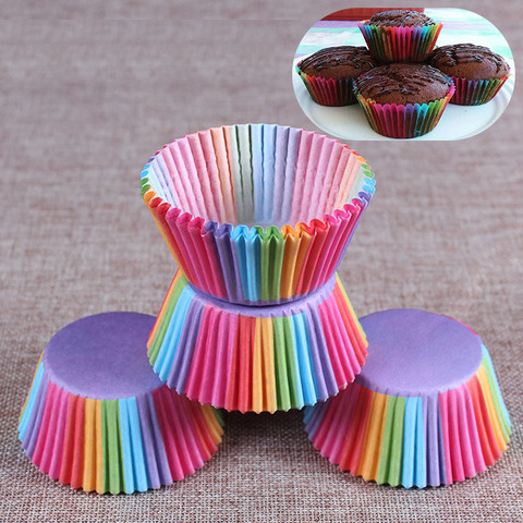 100pcs Christmas Rainbow Cupcake Paper Liners Muffin Cup Cake Baking Egg Tarts Tray Kitchen Accessories Pastry Decorating Tools ► Photo 1/6