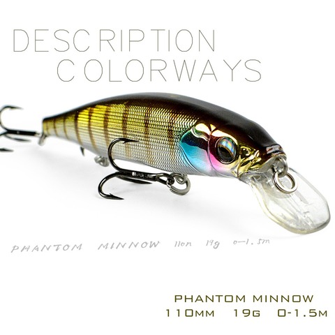 THE TIME branded newest model Phantom 110SP suspend fishing wobbler minnow 110mm 19g artificial bait for pike and bass fishing ► Photo 1/6