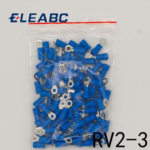 RV2-3 Blue 22-16 AWG 1.5-2.5mm2 Insulated Ring Terminal Connector Cable Connecto Wire Connector 100PCS/Pack RV2.5-3 RV ► Photo 1/2