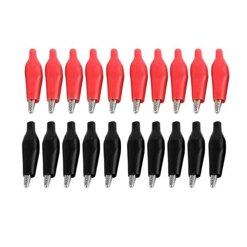 20 Pcs Black Red Soft Plastic Coated Testing Probe Alligator Clips Crocodile Test Clip Leads electrical equipment supplies ► Photo 1/2
