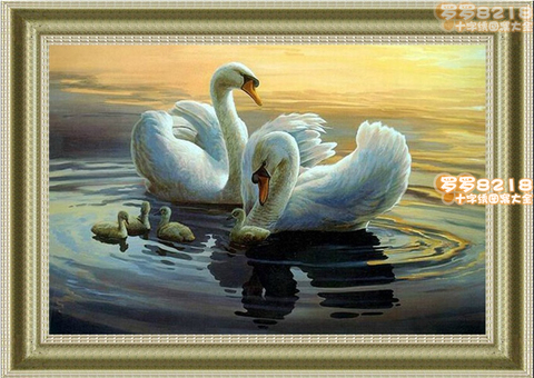 Top Quality lovely classical 14CT 11CT 18CT 16CT counted cross stitch kit swan family swans love ► Photo 1/1