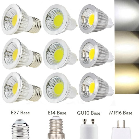 GU10 Led Dimmable Bulbs E27 E14 MR16 AC DC 12V LED COB Spotlight 6W 9W 12W Spot Light Bulb High Power lamp AC 110V 220V ► Photo 1/6