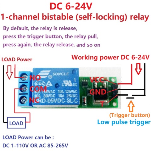 mini 6-24V Flip-Flop Latch Relay Module Bistable Self-locking Switch Low pulse trigger Board ► Photo 1/1