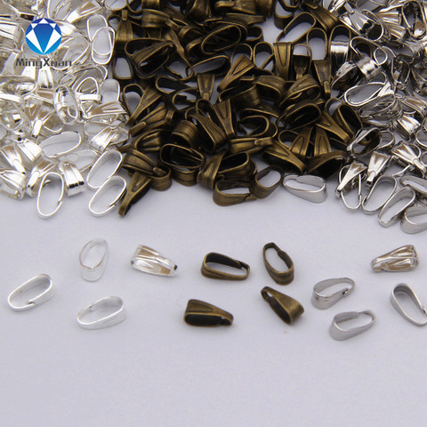 200pcs 6/8/10mm Gold Rhodium Color Pendant Clasp Bail Beads Charms