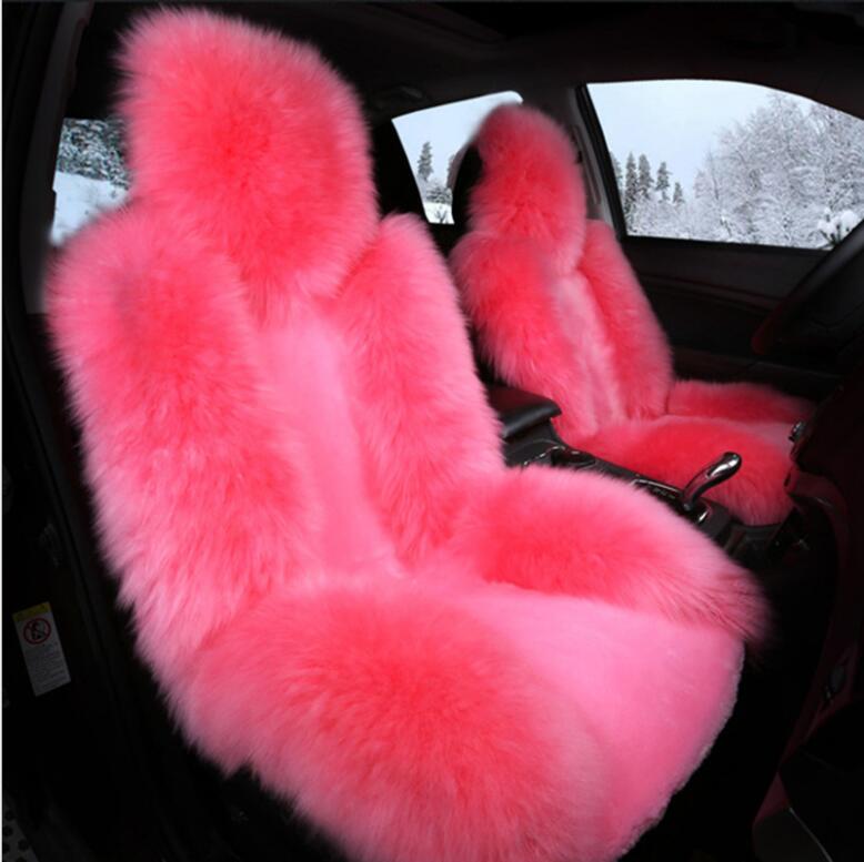 Car Front Seat Cover, Red Faux Fur Car Seat Covers