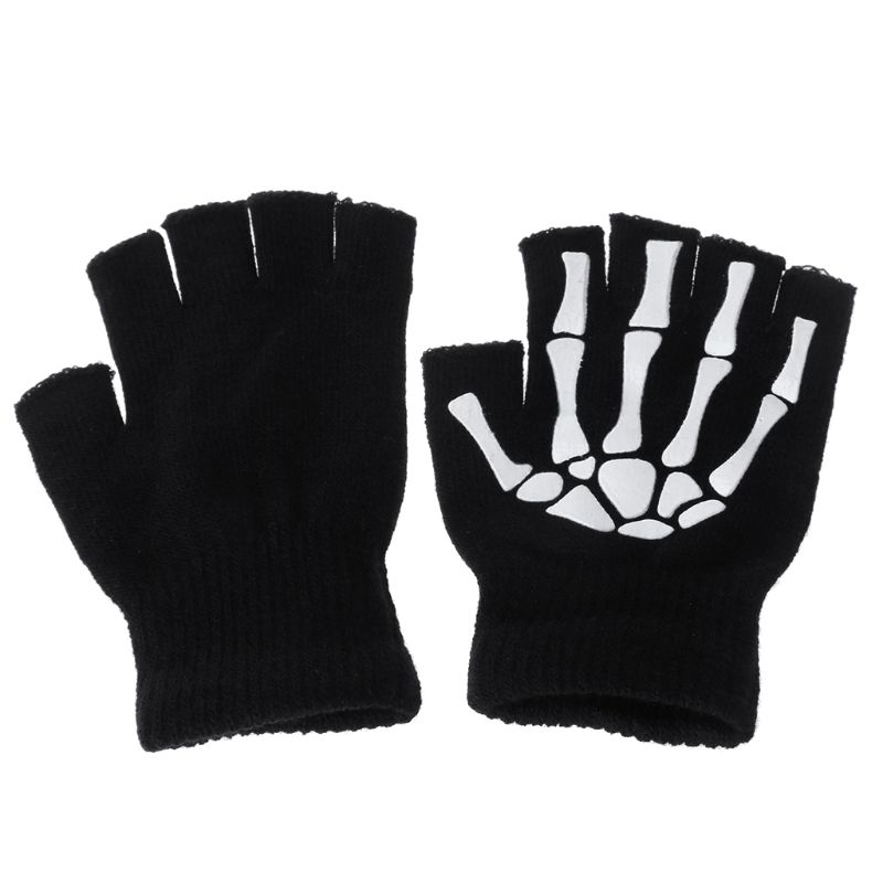 Cycling Gloves Skeleton Skull Half Finger Gloves Fingerless Sports Outdoor Kids 