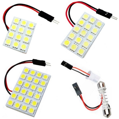 12 15 24 LED Panel Super White Car Reading Map Lamp 5050 smd Auto Dome Interior Bulb Roof Light with T10 Adapter Festoon Base ► Photo 1/4