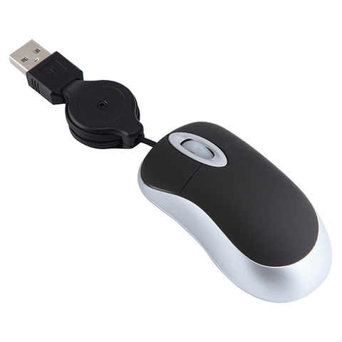 Mini Retractable Cable Wired USB Optical Mouse -Great for Kids & Travel for Apple Mac HP Dell Lenovo Thinkpad Sony Asus Acer ► Photo 1/1