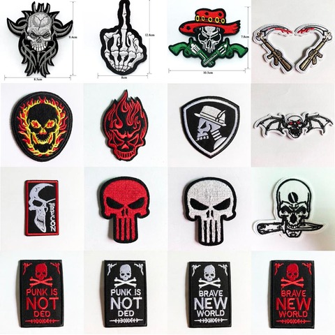 1X Fabric Embroidered Skull Hand Patch Cap Clothes Stickers Bag Sew Iron on Applique DIY Apparel Sewing Clothing Accessories ► Photo 1/6