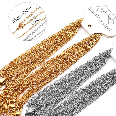 10pcs High Quality Mens Gold Stainless Steel Curb Chain Necklace Wholesale Lots 