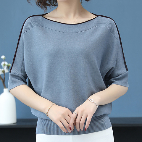 Spring Summer Oversize Loose Thin Sweater Women Knit Top Casual Pullovers Half Sleeve Big Size Female Korean Sweaters jumper ► Photo 1/6
