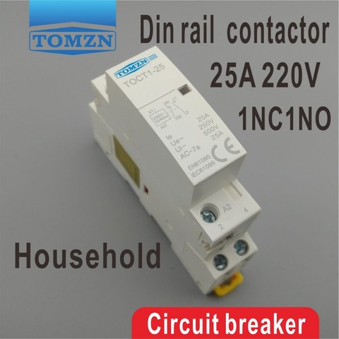 TOCT1 2P 25A 1NC 1NO 230V 50/60HZ Din rail Household ac Modular contactor one normal open and one normal close ► Photo 1/5
