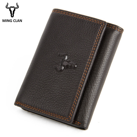 RFID Wallet Antitheft Scanning Leather Wallet Hasp Leisure Men's Slim Leather Mini Wallet Case Credit Card Trifold Purse ► Photo 1/6