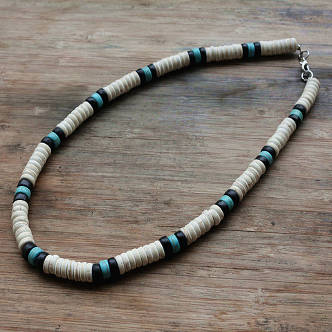 Surfer Necklace Made from white, Black and Blue Beads for men tribal jewelry ► Photo 1/3