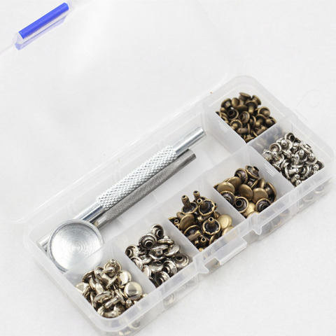 120 Sets Leather Craft Repair Double Cap Rivets Tubular Metal Studs Fixing Tools LBShipping ► Photo 1/1