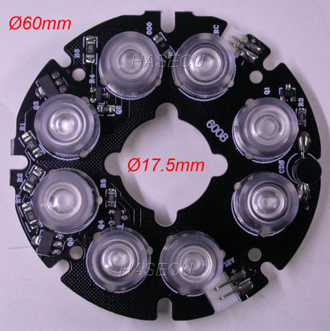 Infrared 8x SMT flat type IR LED board module for CCTV camera night vision (diameter 60mm /17.5mm) 80 degree emitting angle ONLY ► Photo 1/1