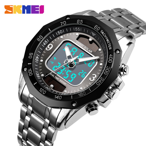 Sport Watches Men's Solar Led Digital Quartz Watch Men Clock Full Steel Waterproof Wrist Watch relojes hombre 2022 SKMEI ► Photo 1/6