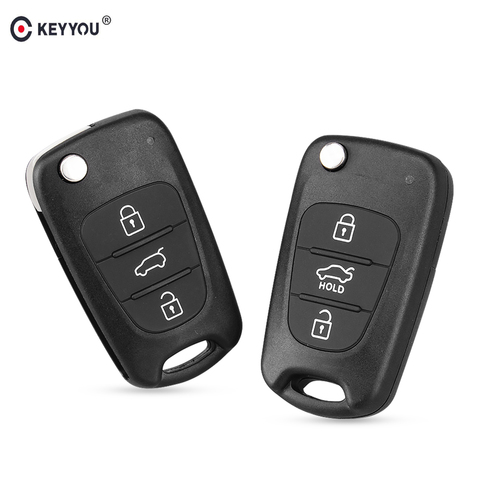 KEYYOU Flip Key Shell Cover 3 Buttons For Kia K2 K5 Rondo Sorento Sportage Soul Rio Folding Remote Car Key Uncut Blank Case ► Photo 1/6