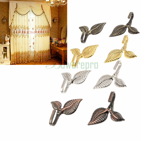 bowarepro 2Pcs Leaf Curtain Drapery Tiebacks Door Wall Hat Hooks Holder Hanger Home Decor Curtain Hanging Tools Hooks Curtain ► Photo 1/6