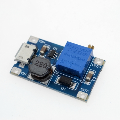 MT3608 DC-DC Adjustable Boost Module 2A Boost Plate 2A Step Up Module with MICRO USB 2V - 24V to 5V 9V 12V 28V LM2577 ► Photo 1/3