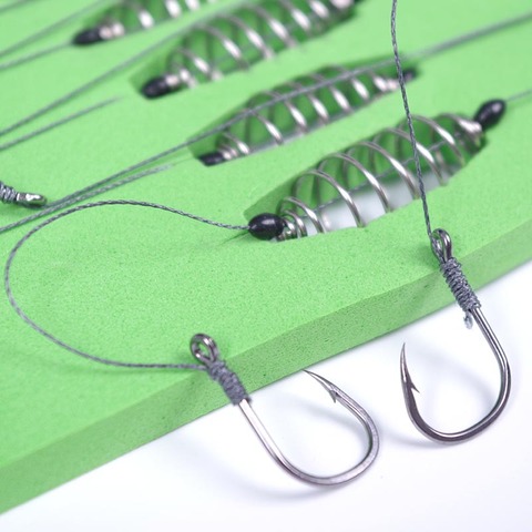 5 Pcs/Set Double Hook Fishing Line Stainless Steel Barbed Carp Hooks Bait Feeder Spring Fish Hook Tools Accessories ► Photo 1/6