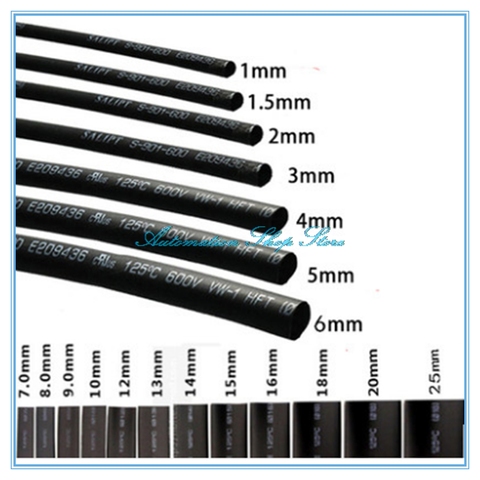 Round Diameter 1mm/1.5mm/2mm/2.5mm/3mm/3.5mm/4mm Length 5M Heat Shrink Tubing Shrinkable Tube Black Wire Wrap ► Photo 1/3