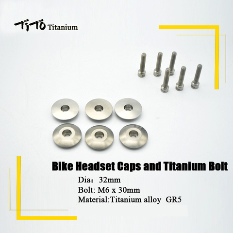 TiTo Mountain Bike Headset Caps Bicycle Parts Titanium CNC Headset Top Cap and Titanium Bolt M6*30 ► Photo 1/6